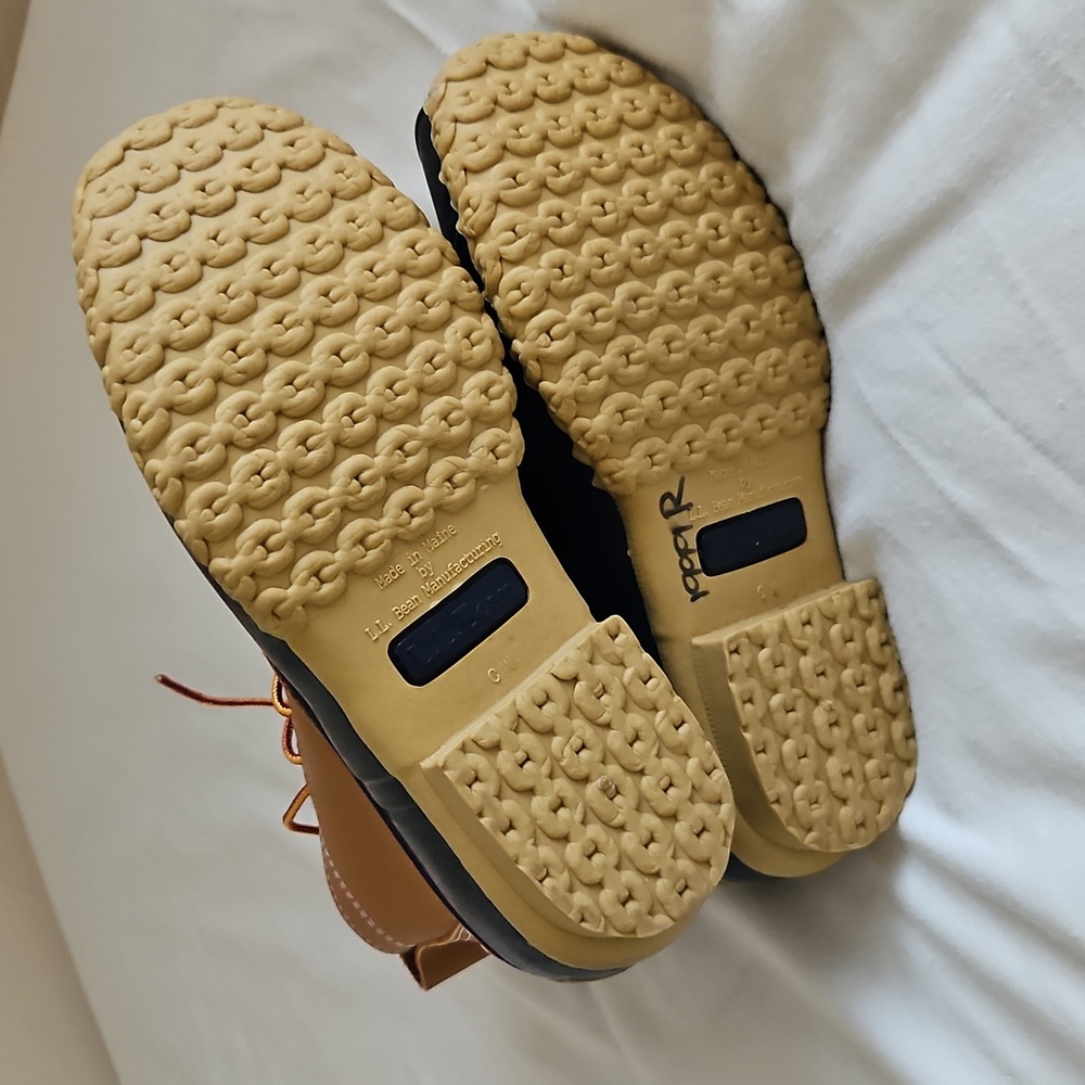 LL Bean Duck Bean Boot Tan Blue Size 7 - Picture 4 of 8